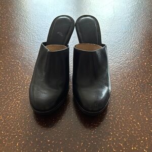 Nina Black Leather Mules